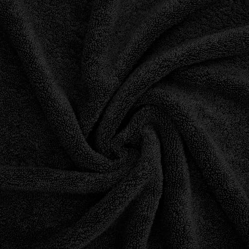 American Soft Linen Salem 100% Cotton Turkish 4 Piece Hand Towels for Bathroom, 600 GSM Soft Absorbent Quickdry Hand Face Towel Set, Black