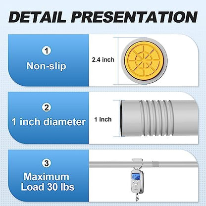 CorkLatta Silver Shower Curtain Rod 31 to 80 Inch,1 Inch Diameter Adjustable Spring Tension Stainless Steel Telescoping Rod,Easy Install,No Rust