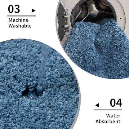 Disolla Blue Bathroom Rug 24x48 - Non-Slip Plush Thick Bath Mat, Highly Absorbent & Ultra Soft Fluffy Floor Mat, Machine Washable for Shower and Tub