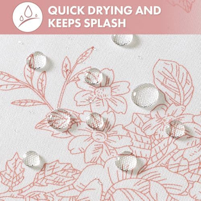 Spring Pink Floral Shower Curtain W72*L72 Inches Long