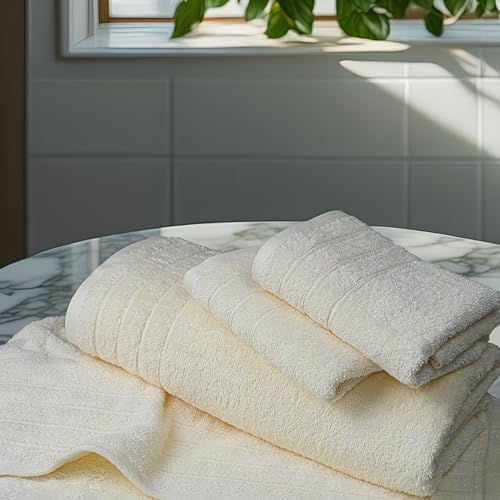 Tens Towels 8 Piece Towel Set, 2 XL Bath, 2 Hand, 4 Washcloth, Cream
