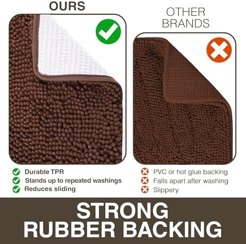 Neater Home Plush Bathroom Rugs 30x20 Thick Chenille Quick Dry Microfiber Absorbent Bath Mat, Soft Bath Rugs, Machine Washable Bathroom Floor Mat for Tub Shower Sink, Home Decor Accessories, Brown