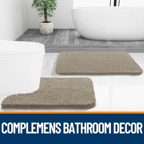 OLANLY Bathroom Rugs 32x20, Extra Soft Absorbent Chenille Bath Rugs