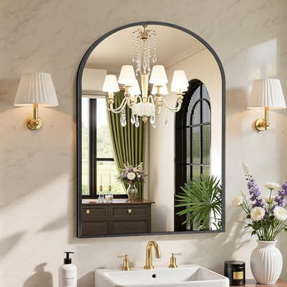 Sweetcrispy 38x30 Bathroom Mirrors for Wall, Arched Mirror for Over Sink