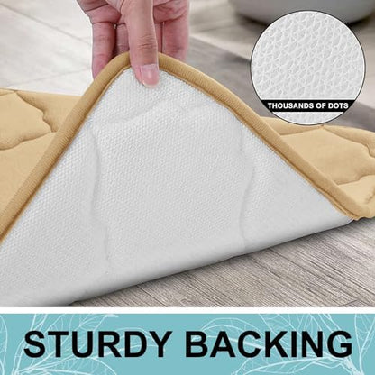 OLANLY Memory Foam Bath Mat Rug 36x24, Ultra Soft Bathroom Rugs, Beige