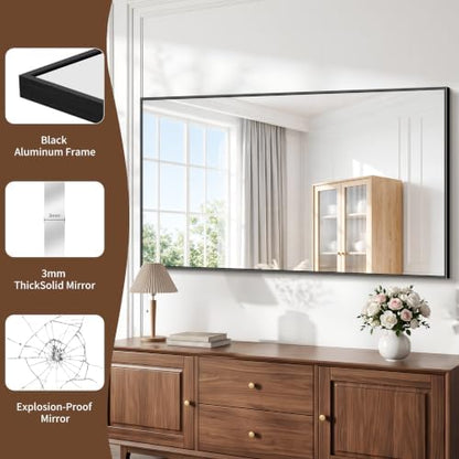 DESBING Black Bathroom Mirror for Wall, 30x50 Inch Rectangle Mirrors with Metal Frame, Modern Vanity Wall Mirror Decor for Entryway Hangs, Bathroom Living Room Horizontal or Vertical