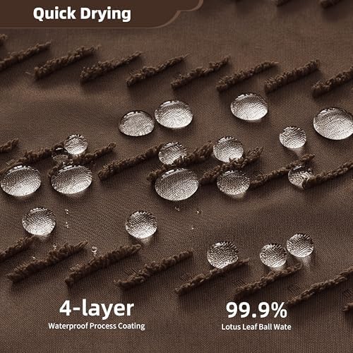 Siiluminisoy Extra Long Boho Shower Curtain, Woven Fabric 84 in Brown Shower Curtain, 72 x 84, Tufted Chevron Striped Modern Chic Textured Minimalist Bathroom