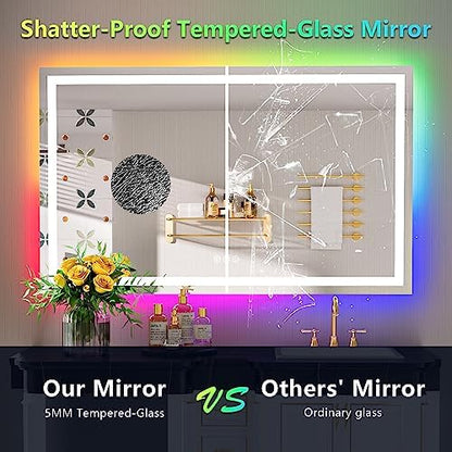55x36 LED Bathroom Mirror with Lights, RGB Backlit Lighted Mirror