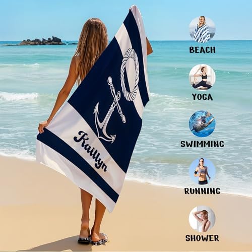JML Personalized Beach Towel with Name, Microfiber, 35 x 70 in