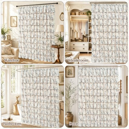 Yinhua Extra Long Farmhouse Ruffle Shower Curtains for Bathroom, 72" Wx90 L