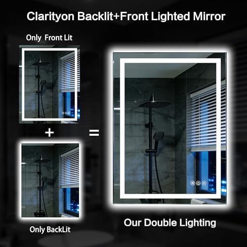 30"x 36" LED Bathroom Mirror with Lights, Backlit & Front Lit Vanity Mirror