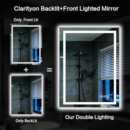 28"x 36" LED Bathroom Mirror with Lights, Backlit & Front Lit Vanity Mirror