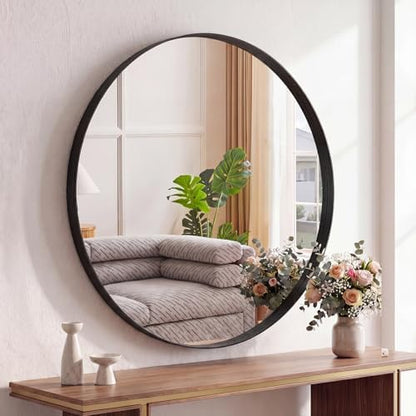 NEWBULIG 28-Inch Round Wall Mirror, Bathroom Wall Circle Mirror