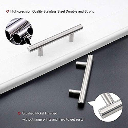 homdiy 2 Pack 3in Hole Centers Brushed Nickel Cabinet Handles Kitchen Cabinet Pulls - HD201SN, Bar Handle Pull with Brushed Nickel Finish