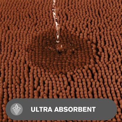 Small Bathroom Rug 12"x18" – Washable and Absorbent Bath Mat, Non Slip, Thick Soft Chenille Bath Rugs for Bathroom Floor, Shower, Sink, Dog mat(Rust)