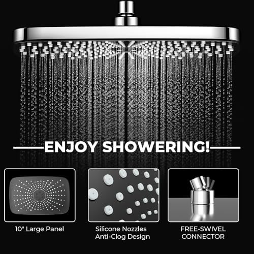 Chrome Rain Shower Head with Handheld Shower Head, 5 Spray Modes