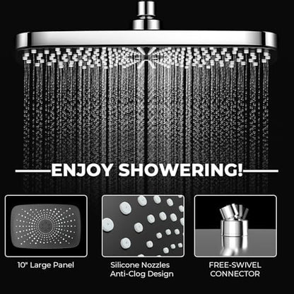 Chrome Rain Shower Head with Handheld Shower Head, 5 Spray Modes