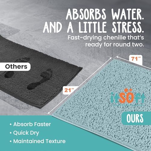 Runner Chenille Bath Mats 71"x21", Plush Absorbent Bath Mats Quick Dry, Soft & Machine Washable, Non Slip Carpet for Bathroom, Thick Bathroom Rugs, Shower Restroom Rug Mat, Alfombras De Baño, Bathrugs