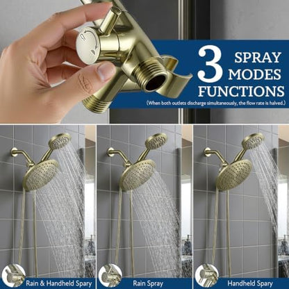 G-Promise Solid Metal Shower Head Diverter with Holder 3-Way