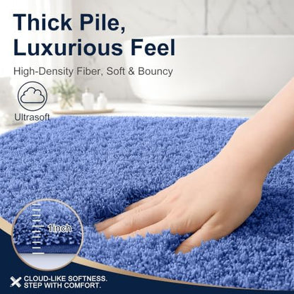 OLANLY Microfiber Bathroom Runner Rug 44x24, Soft Bath Mat, Cornflower Blue