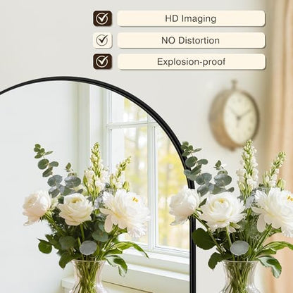 Arched Bathroom Vanity Mirror for Over Sink, 40”x30”, Black