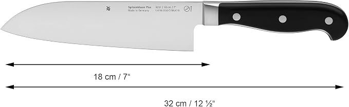 WMF Santoku Chef's Knife Spitzenklasse Plus Length 32 cm Blade Length 18 cm Performance Cut Made in Germany Forged Special Blade Steel Seamlessly Riveted Plastic Handle