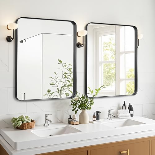 Black Bathroom Vanity Mirror Over Sink 36x30, Large Wall Rectangle Mirror