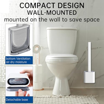 RV Toilet Brush, Grey Toilet Brush Silicone Won't Damage Toilets, Wall Mounted Toilet Brush-Anti-Roll, Anti-Drip Design, Suitable for RV Travel Trailers and Campers, Made by RVers for RVers