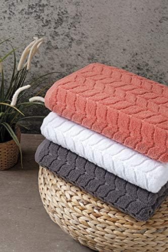 BAGNO MILANO Turkish Cotton Bath Towels, Hand Towels - Soft Plush Jacquard Collection - Highly Absorbent Towel Set (Grey, 2 pcs Bath Towel Set)