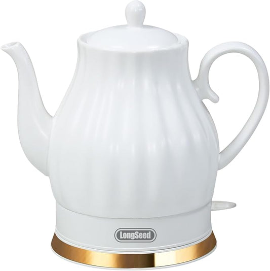 Ceramic Electric Kettle, 1.5 Liters/1200W Electric Tea Kettle, Heats Water Quickly, Automatic Shut - off, Boil - Dry Protection, Free Of BPA, Matte White