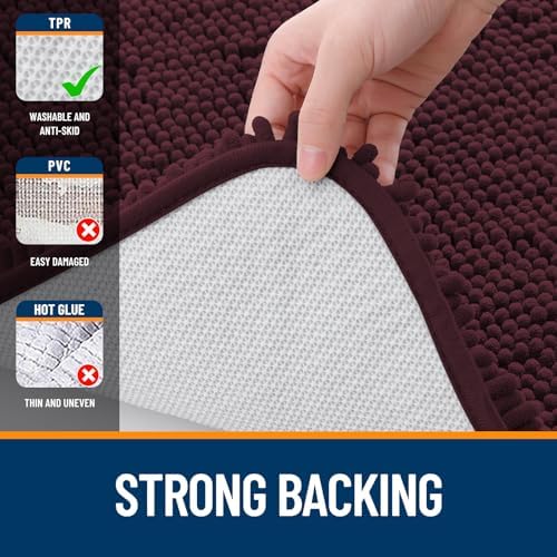 OLANLY Toilet Rugs U-Shaped 24x20, Soft Absorbent Chenille Contour Rugs