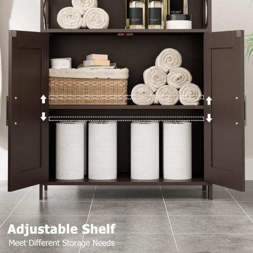 Homhedy Farmhouse Bathroom Storage Cabinet with Doors, Small Floor Cabinet