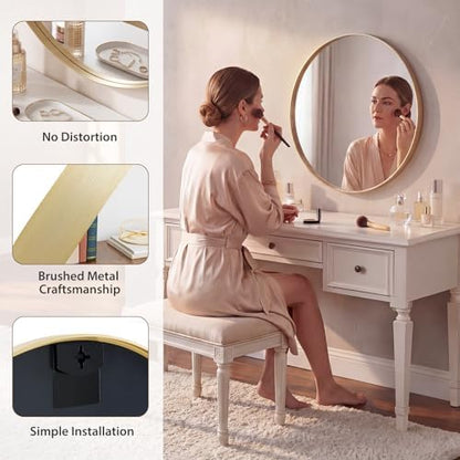 Sweetcrispy 24 Inch Round Bathroom Wall Mirror, Circle Vanity Mirror