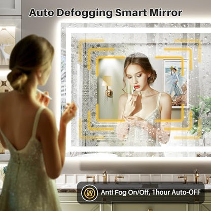 Briivue 48x38 Inch LED Bathroom Mirror with Lights, Backlit & Front Lit