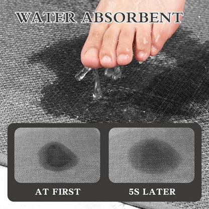 chakme Bathroom Rugs Mat 59x25, Ultra Thin Non Slip Bath Mat Large Quick Dry Absorbent Bath Mat for Bathroom Floor, (Dark Grey, 59"x25")
