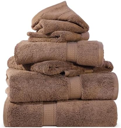 SUPERIOR Egyptian Cotton Ultra Plush & Absorbent, 6 Piece Set, Chocolate