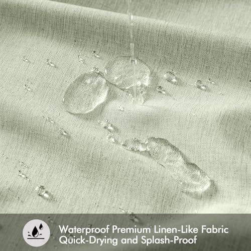 ANRODUO Sage Green Linen Textured Fabric Shower Curtain Set - W72xL84