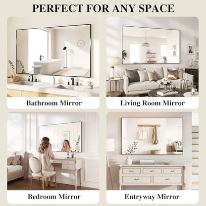 Koonmi Black Mirrors for Wall, 30x36 Inch Bathroom Mirror, Rectangular Wall Mirror for Living Room Bedroom Bathroom, Hangs Horizontally or Vertically