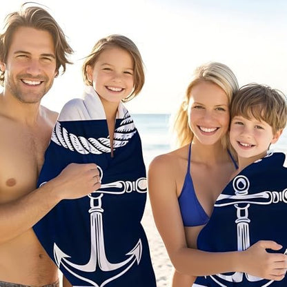 JML Custom Anchor Beach Towel with Name, Microfiber, 30 x 60 in