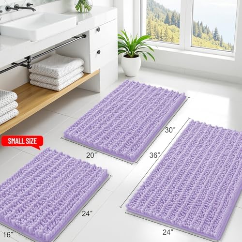 Smiry Bathroom Rugs 30X20, Extra Soft Rubber Backing Chenille Bath Mats