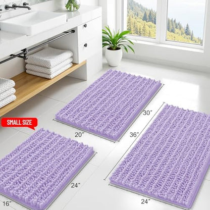 Smiry Bathroom Rugs 24X16, Extra Soft Rubber Backing Chenille Bath Mats