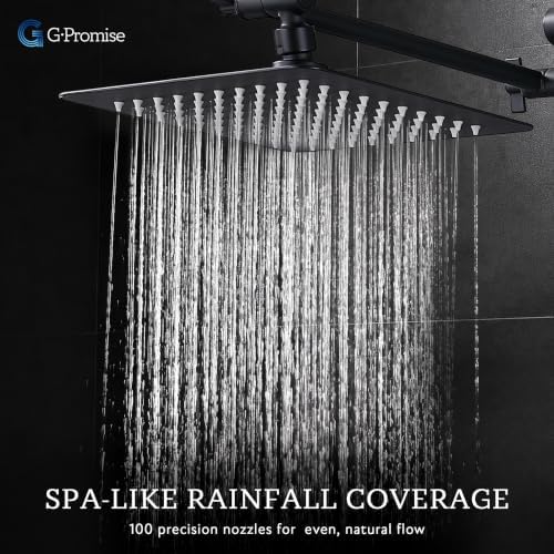 G-Promise All Metal 8" Rain Shower Head with Handheld for Bathroom Upgrade