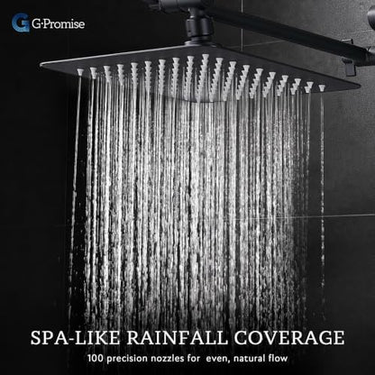 G-Promise All Metal 8" Rain Shower Head with Handheld for Bathroom Upgrade