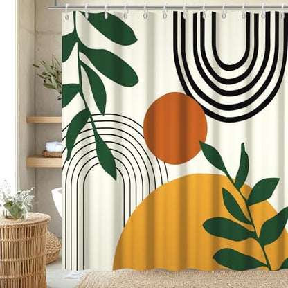 Boho Sun Shower Curtain with Hooks for Bathroom 72x72 Inch