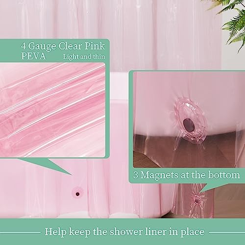 Mrs Awesome Clear Pink Shower Curtain Liner with 3 Magnets, 72x72