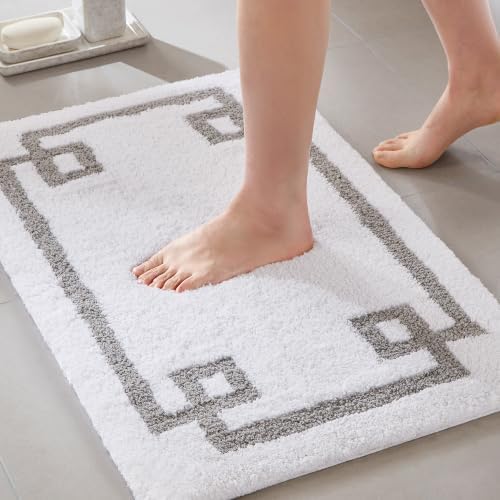 Madison Park Evan 100% Cotton Bath Rug Plush Absorbent, 20" x 30", White