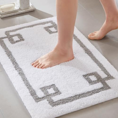 Madison Park Evan 100% Cotton Bath Rug Plush Absorbent, 20" x 30", White