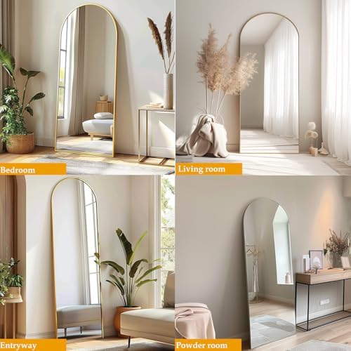 Dewfig Mirror Full Length, 64"X21" Arched Floor Mirror, Gold