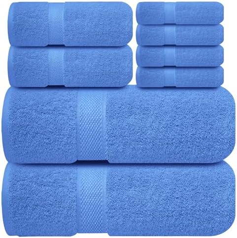 Infinitee Xclusives 100% Cotton Bath Towel Set – 8 Piece Bathroom Towel Set