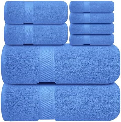 Infinitee Xclusives 100% Cotton Bath Towel Set – 8 Piece Bathroom Towel Set